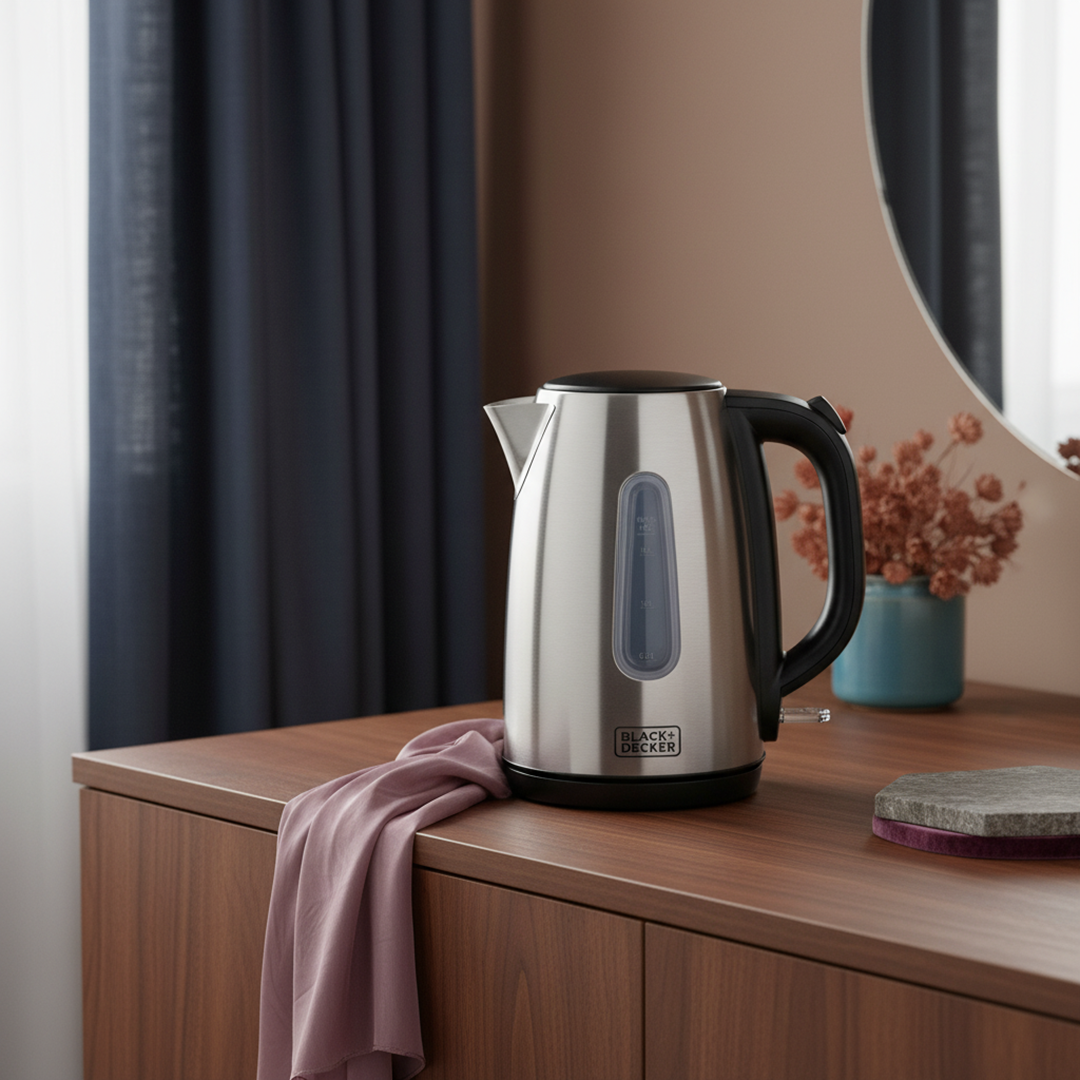 BLACK+DECKER Electric Kettle , 1.7 Liter 1200 Watt , Stainless Steel - JC450