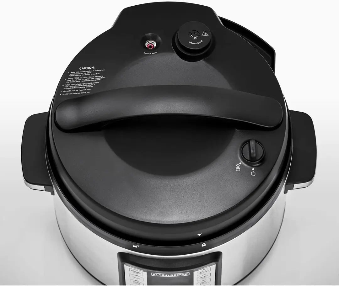 BLACK+DECKER Electric Pressure Cooker , 10 Liter 1350 Watt , Black Silver - Pcp1010-B5