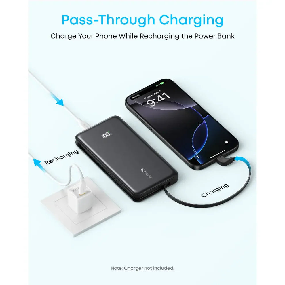 شاحن متنقل ANKER Zolo PowerBank 10K 22.5W USB-C مع كابل مدمج A110DP11