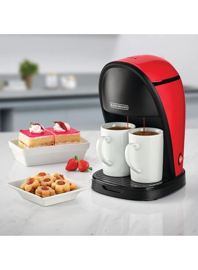 BLACK+DECKER  Espresso Machine , 250 milliliter 2 Cups , Red Black - DCM48-B5