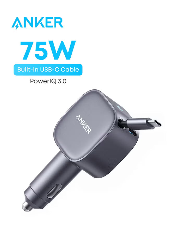 ANKER Nano Car Charger 75W USB-C Built in Cable