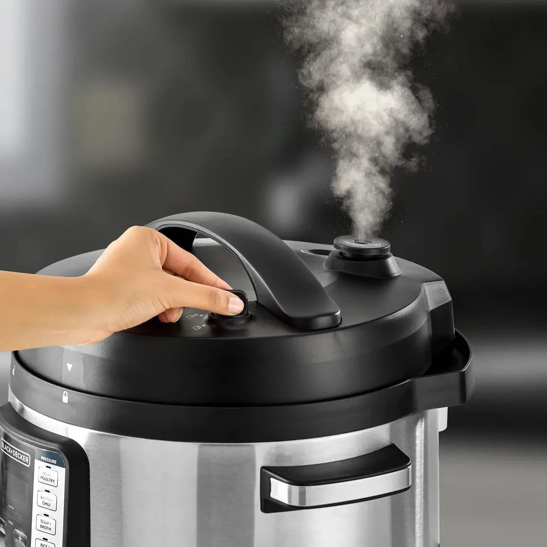 BLACK+DECKER Electric Pressure Cooker , 10 Liter 1350 Watt , Black Silver - Pcp1010-B5