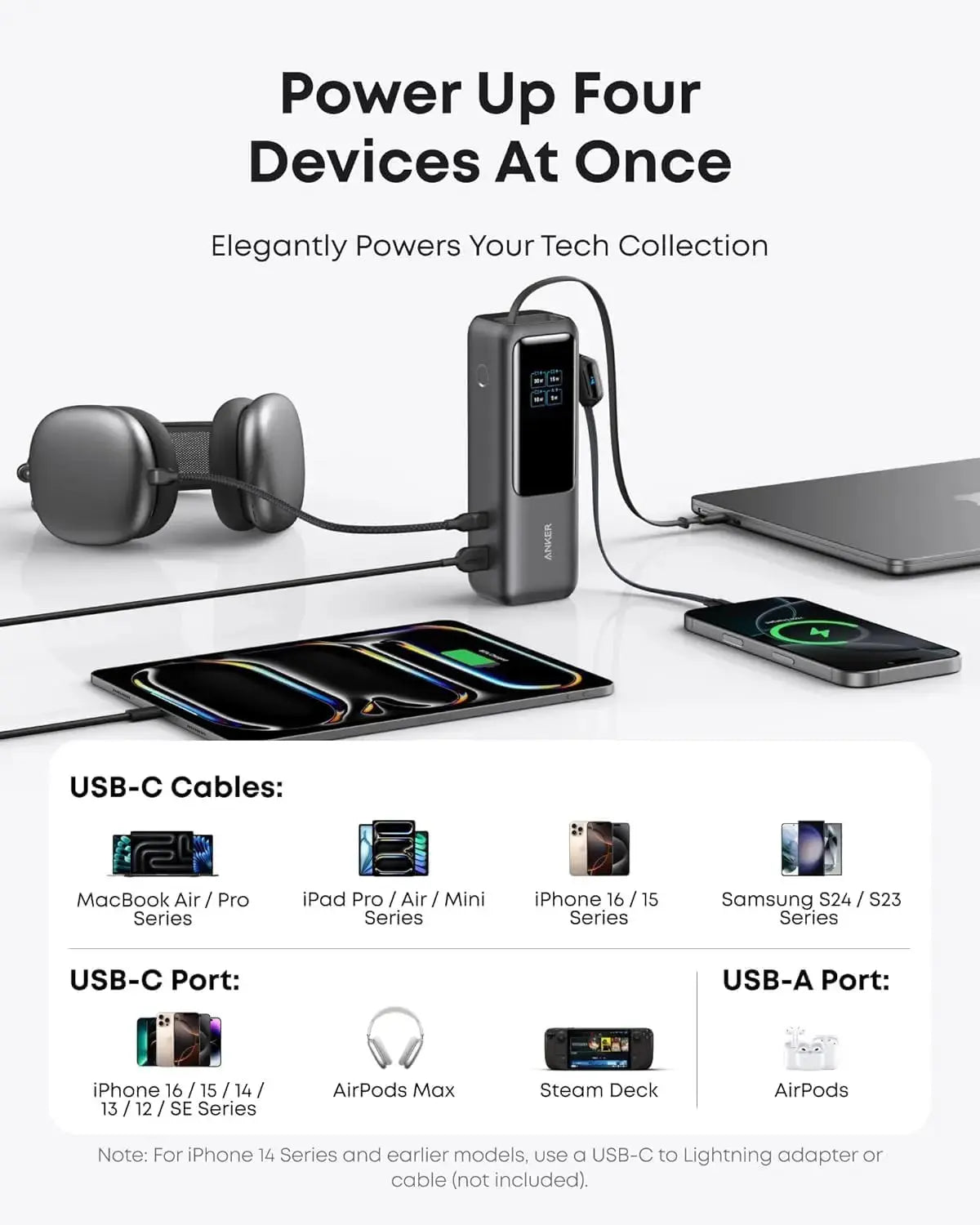 ANKER Zolo PowerBank 25K 165W كابلات مدمجة