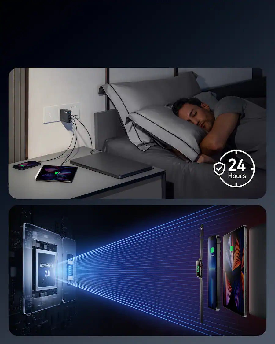 شاحن أنكر 747 جداري 150 واط USB-C GaNPrime بأربعة منافذ، أسود