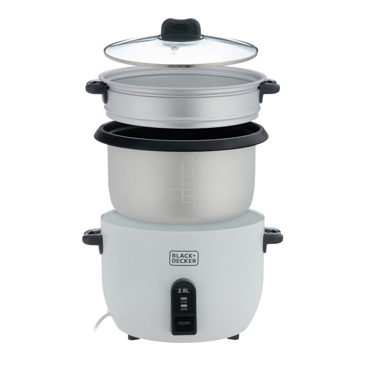 BLACK+DECKER  Rice Cooker , 2.8 Liter 1100 Watt White - RC2850