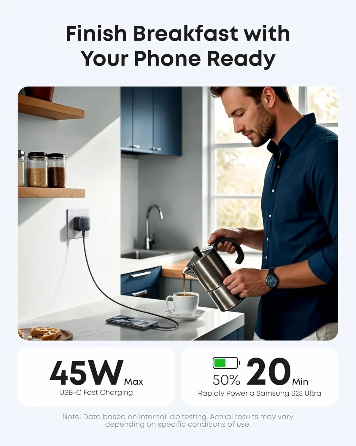 شاحن أنكر نانو (45 واط) مع كابل USB-C إلى USB-C