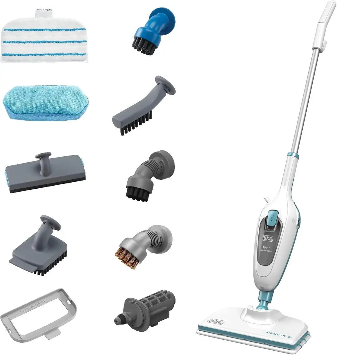BLACK+DECKER 10 In 1 Steam Mop Cleaner , 1300 Watt , White - FSMH13E10-B5