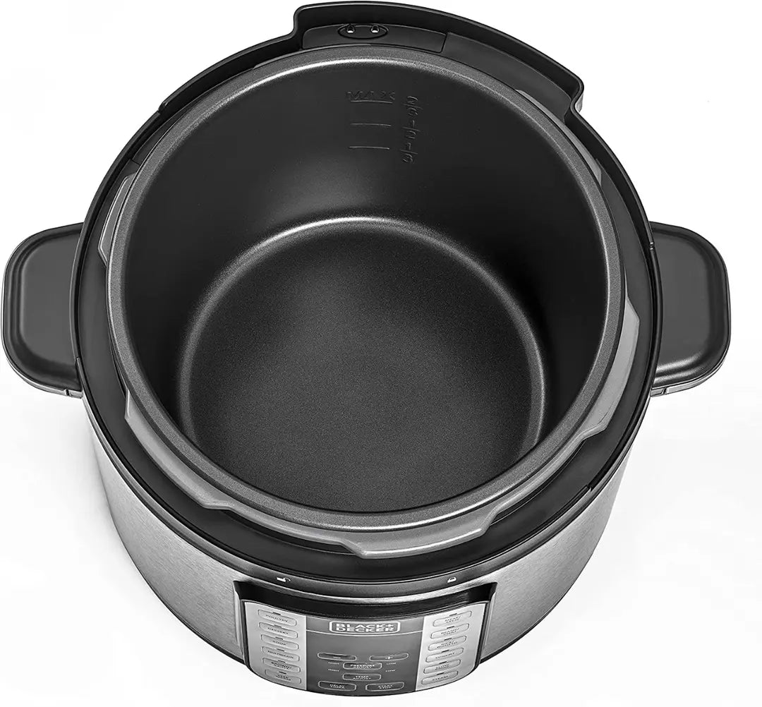 BLACK+DECKER Electric Pressure Cooker , 6 Liter 1000 Watt , Black Silver - PCP1000-B5