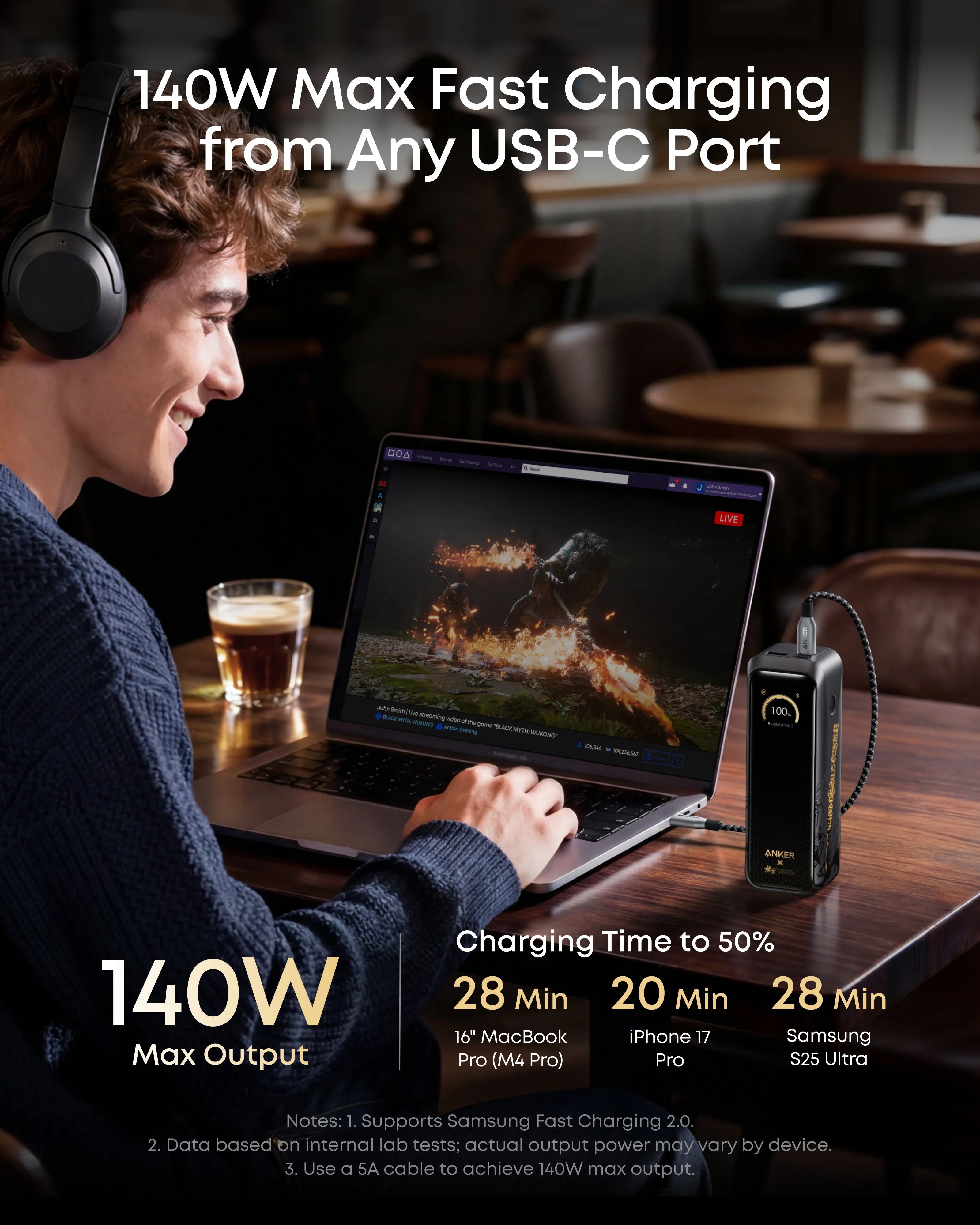 ANKER Prime Power Bank (20K, 220W) إصدار Black Myth: Wukong