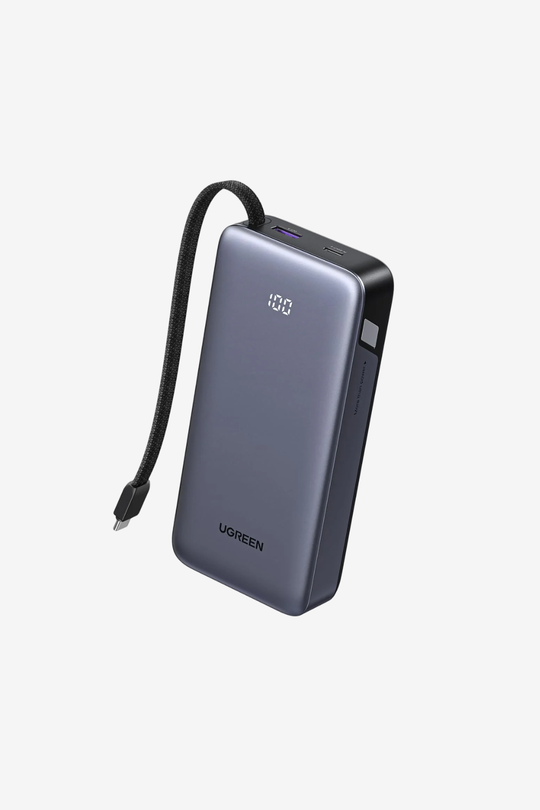 UGREEN 20000mAh Power Bank with Built-in Cable  PB505 -Black