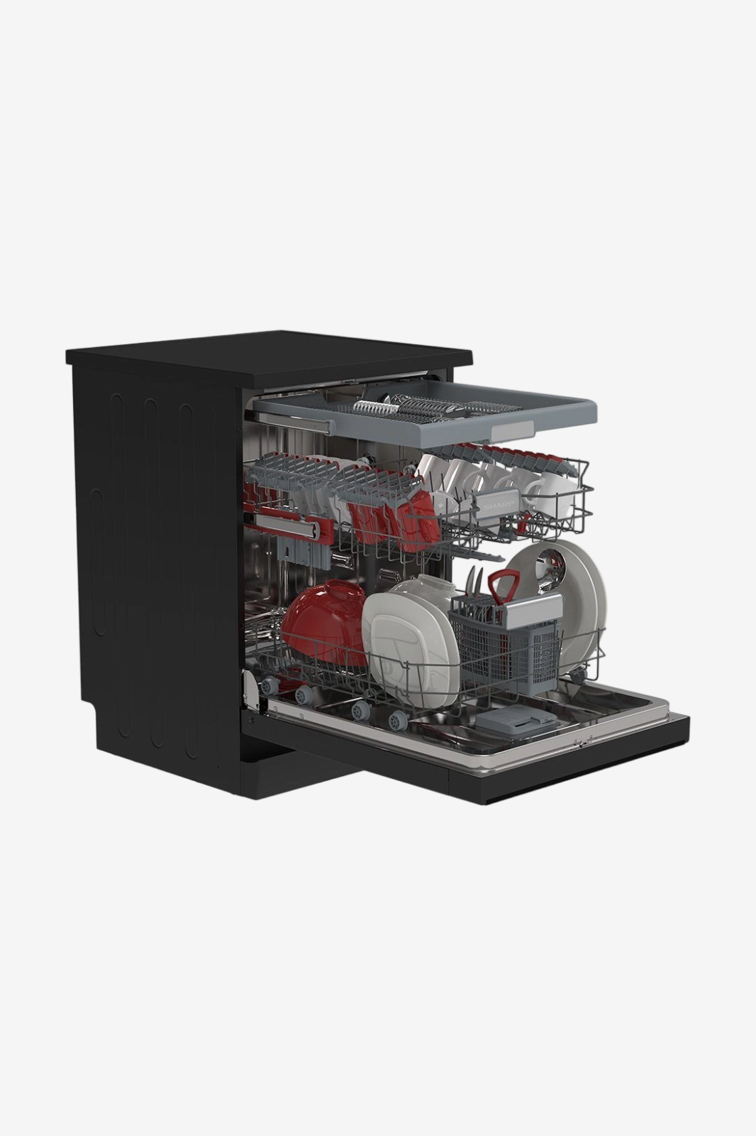 SHARP Dishwasher 15 Person 60 cm Inverter Digital 8 Programs Black QW-V815A-BK