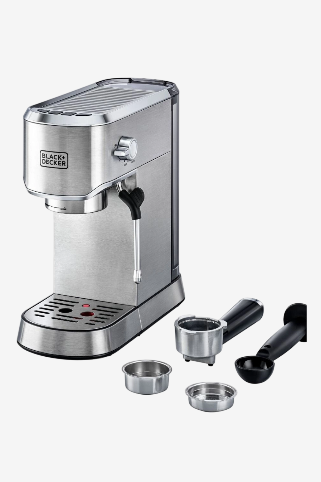 BLACK+DECKER Espresso Machine , 1 Liter 2 Cups , Silver - ECM150-B5