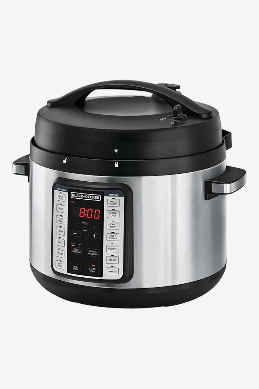 BLACK+DECKER Electric Pressure Cooker , 10 Liter 1350 Watt , Black Silver - Pcp1010-B5