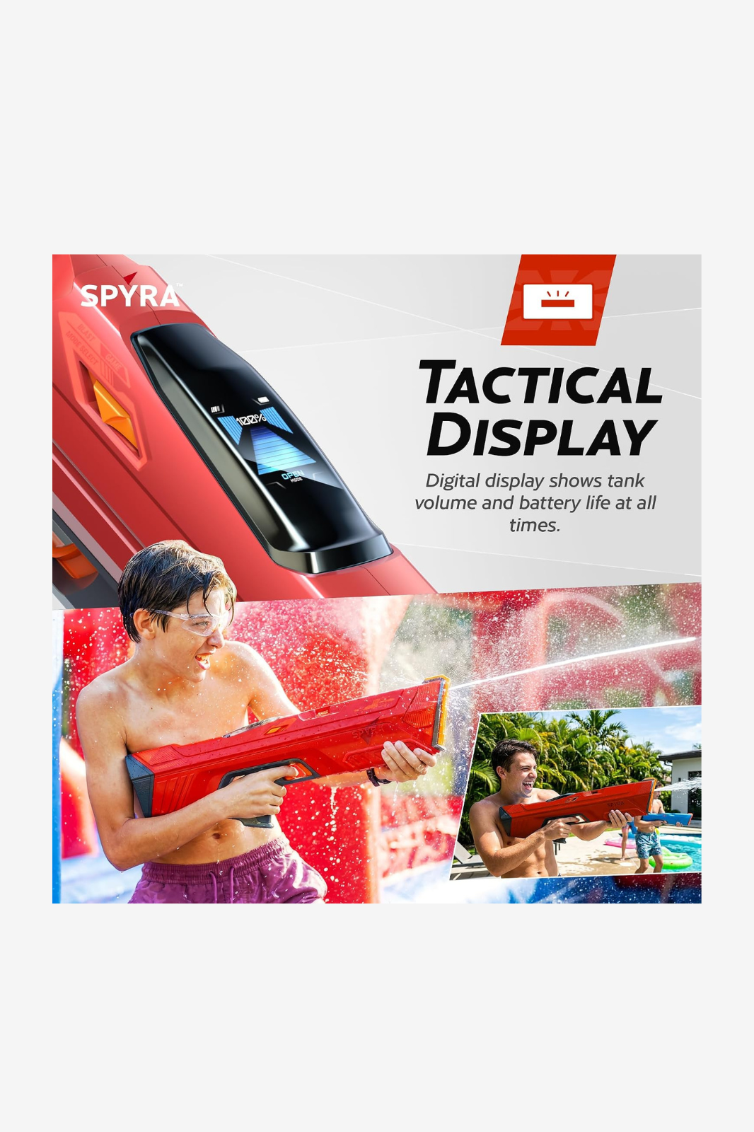 SPYRA Electric Water Blaster, Outdoor Squirt Gun for Pool Games