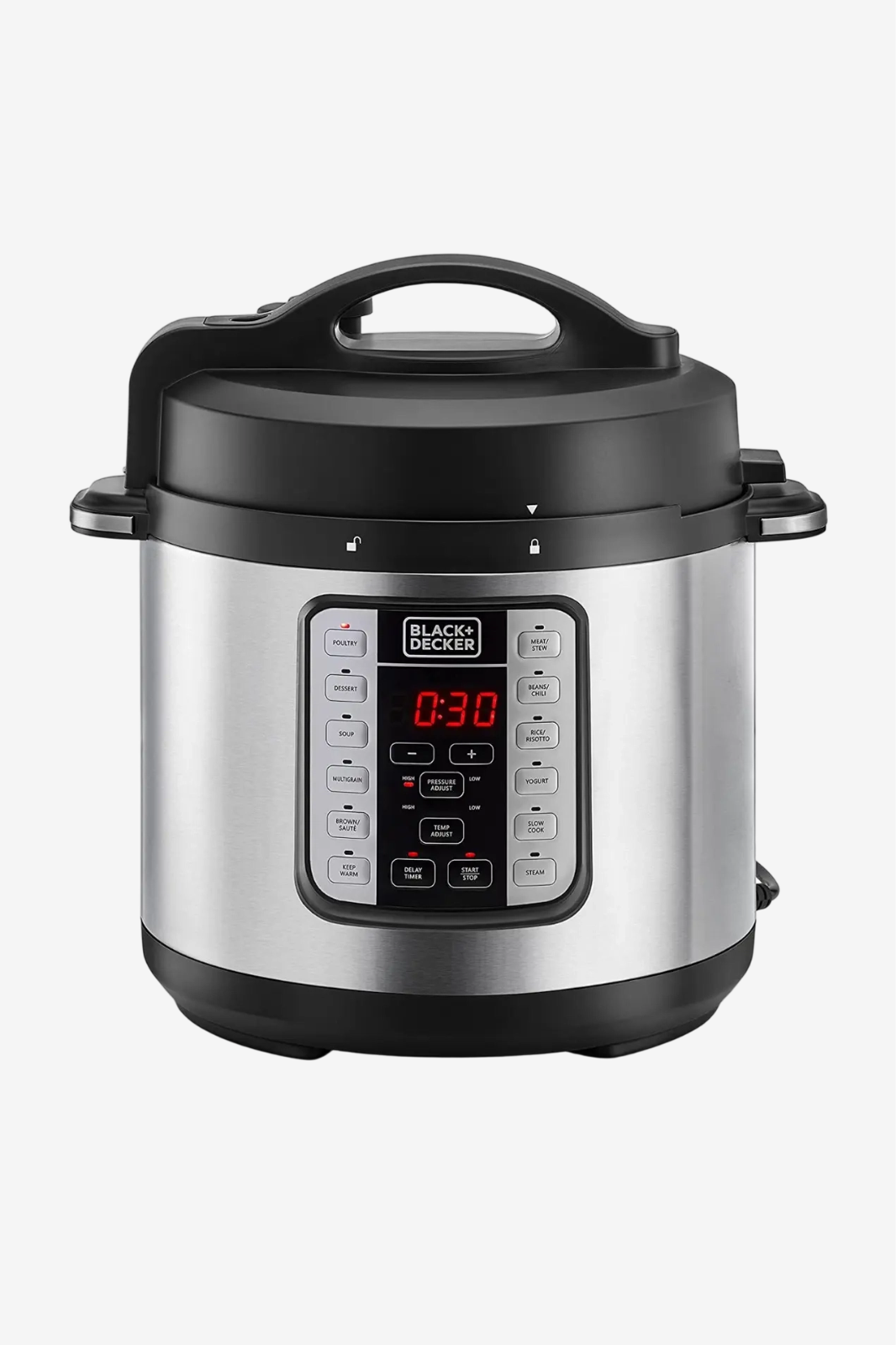 BLACK+DECKER Electric Pressure Cooker , 6 Liter 1000 Watt , Black Silver - PCP1000-B5