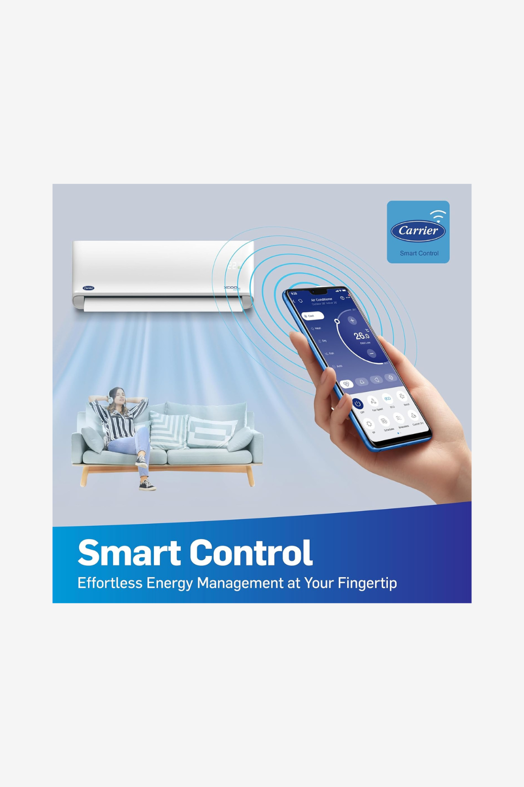 Carrier X-Cool Inverter Air Conditioner, 3 HP, Cooling & Heating, 53QHEFT24DN8-708F
