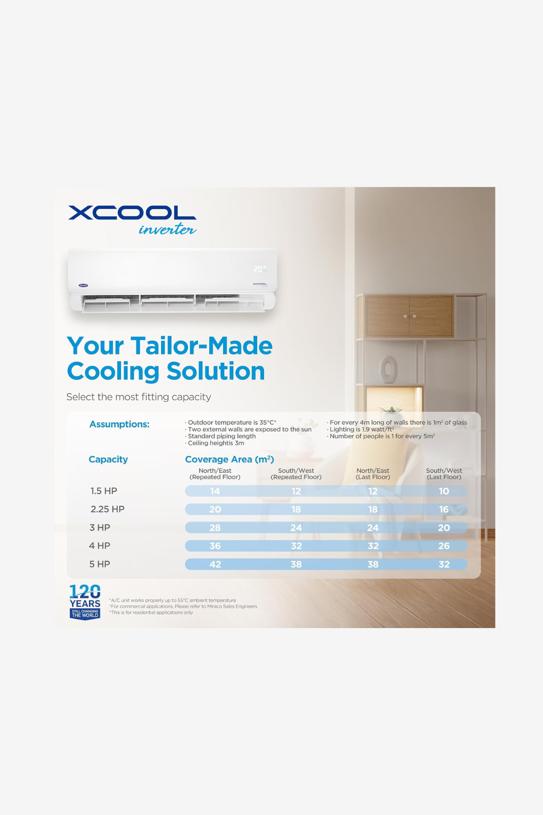 Carrier X-Cool Inverter Air Conditioner, 3 HP, Cooling & Heating, 53QHEFT24DN8-708F