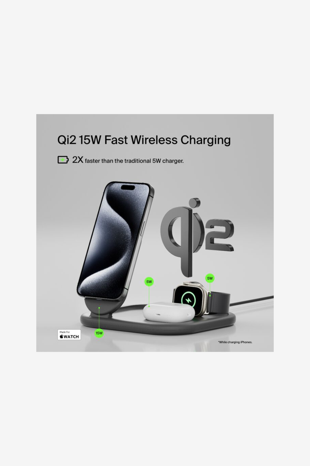 Belkin - BoostCharge 3-in-1 Magnetic Foldable Wireless Charger with Qi2 15W
