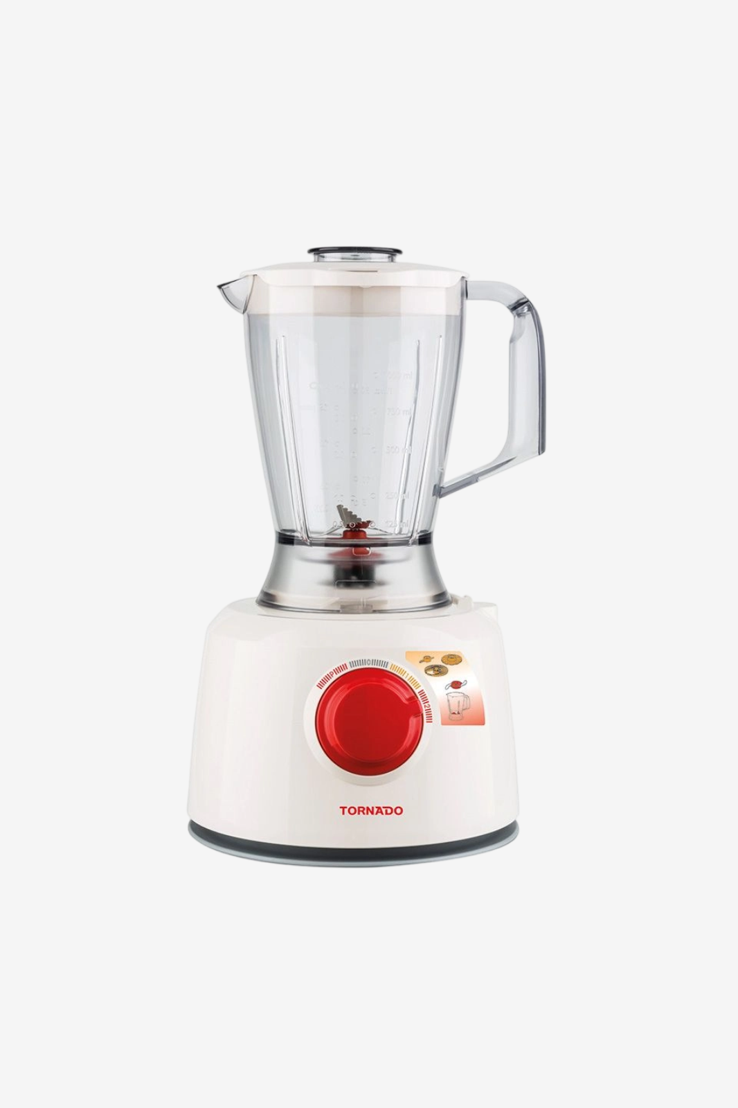TORNADO Food Processor 1000 Watt 1.2 Liter Bowl 1 Liter Blender White TFP-1000CC
