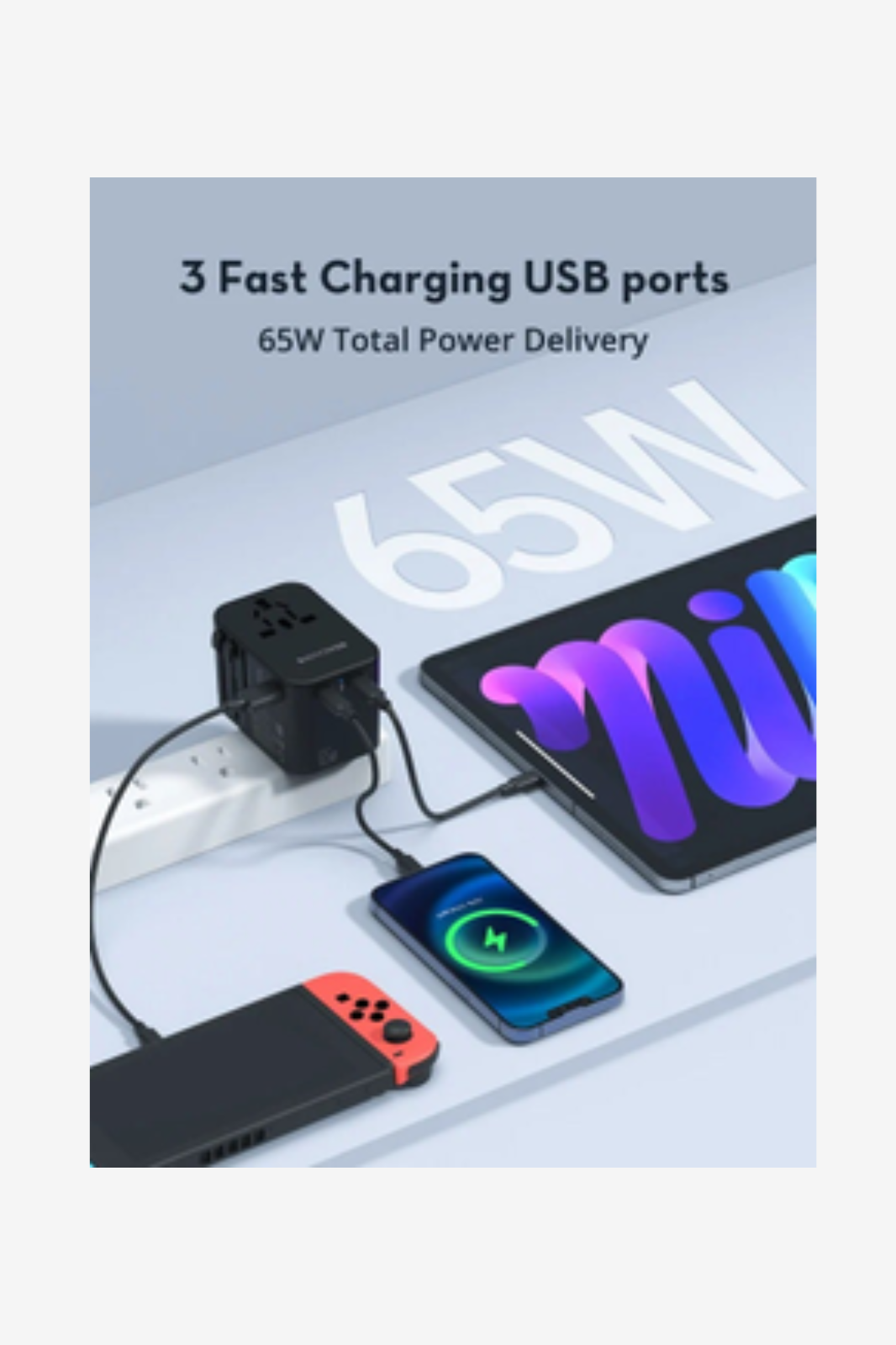 RAVPower RP-PC1034 PD PIONEER 65w 3-port Travel Charger Black Global Version