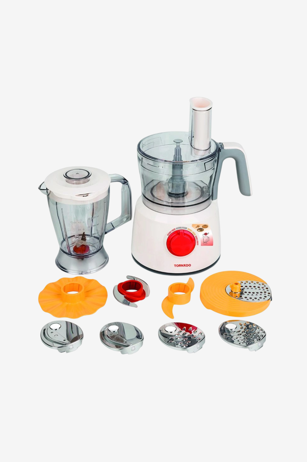 TORNADO Food Processor 1000 Watt 1.2 Liter Bowl 1 Liter Blender White TFP-1000CC