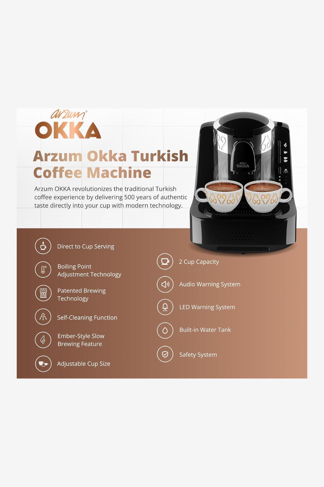 Arzum OKKA Automatic Turkish Coffee Machine - OK002-01