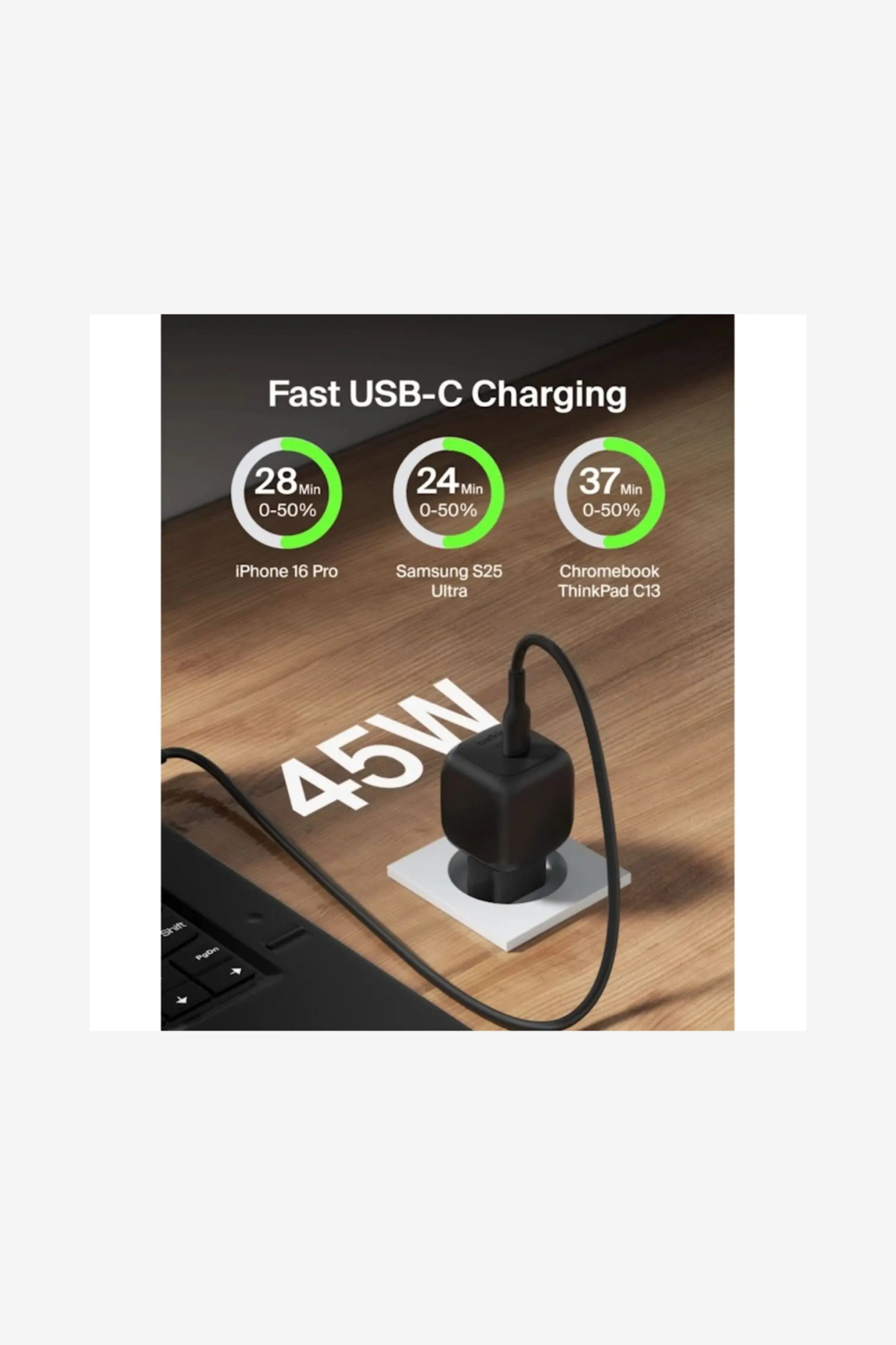 Belkin - BoostCharge Compact USB-C Wall Charger 45W with PPS