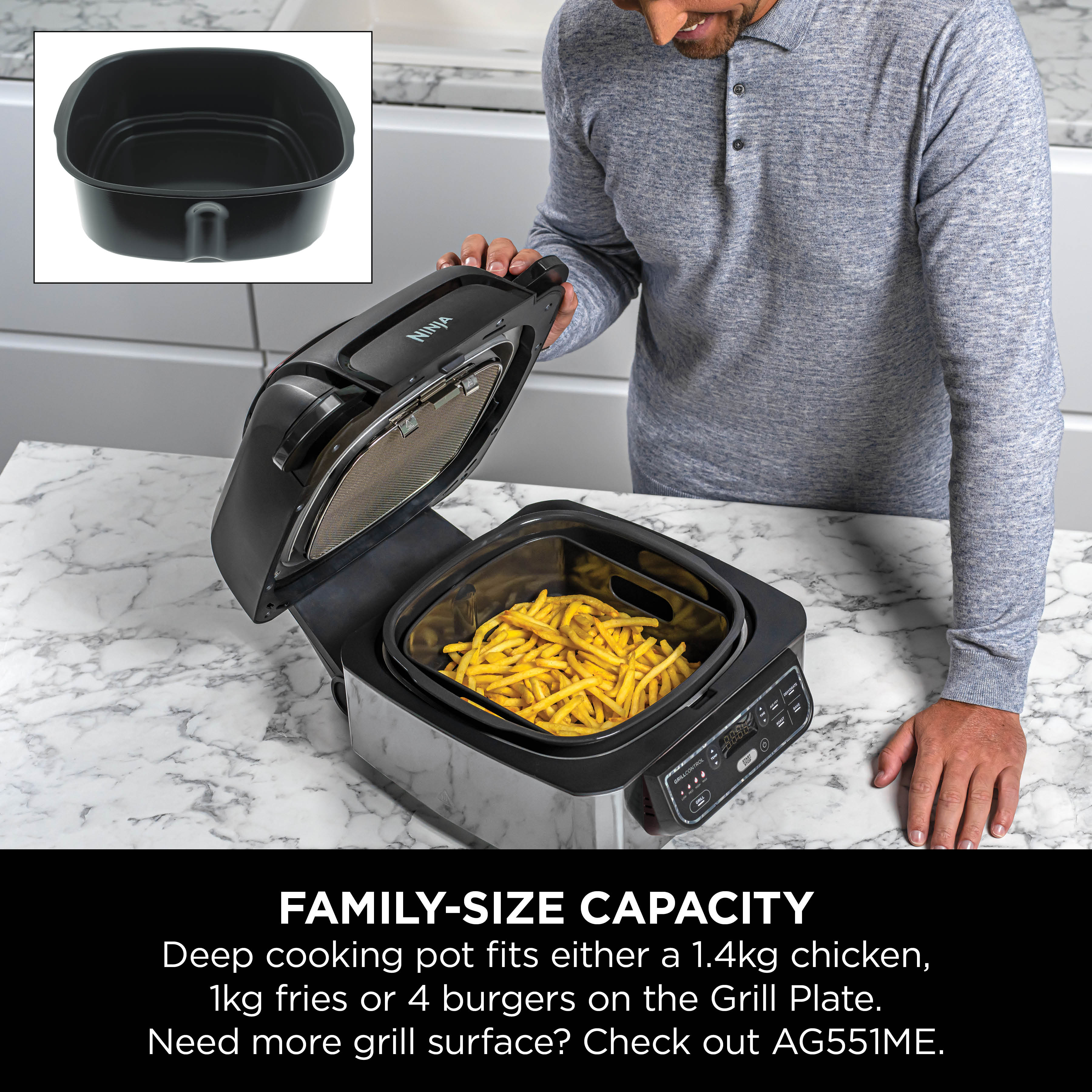 شواية نينجا فودي الصحية والقلاية الهوائية AG301