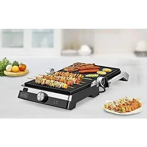 BLACK+DECKER  Electric Grill , 2000 Watt , Silver Black - CG2000