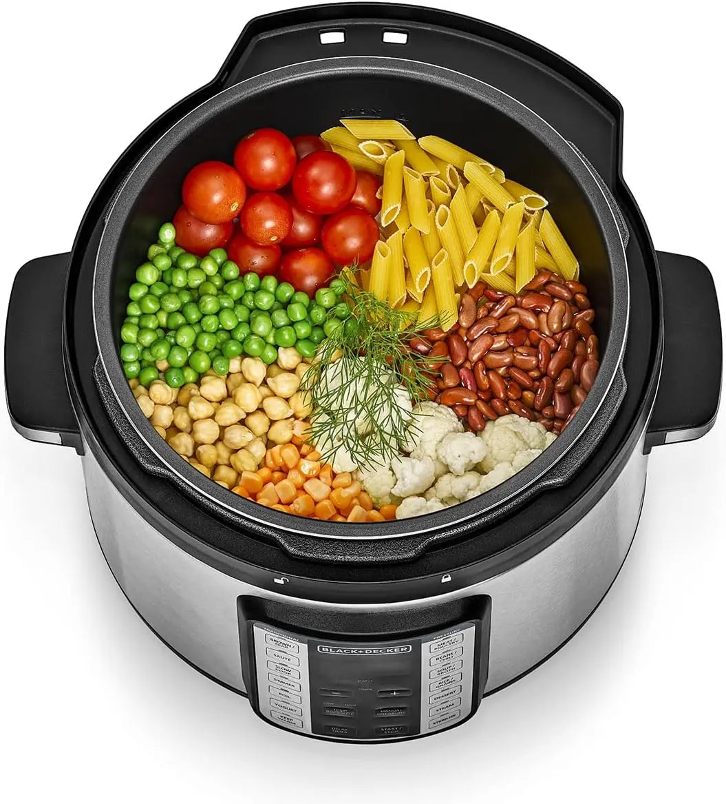 BLACK+DECKER Electric Pressure Cooker , 10 Liter 1350 Watt , Black Silver - Pcp1010-B5