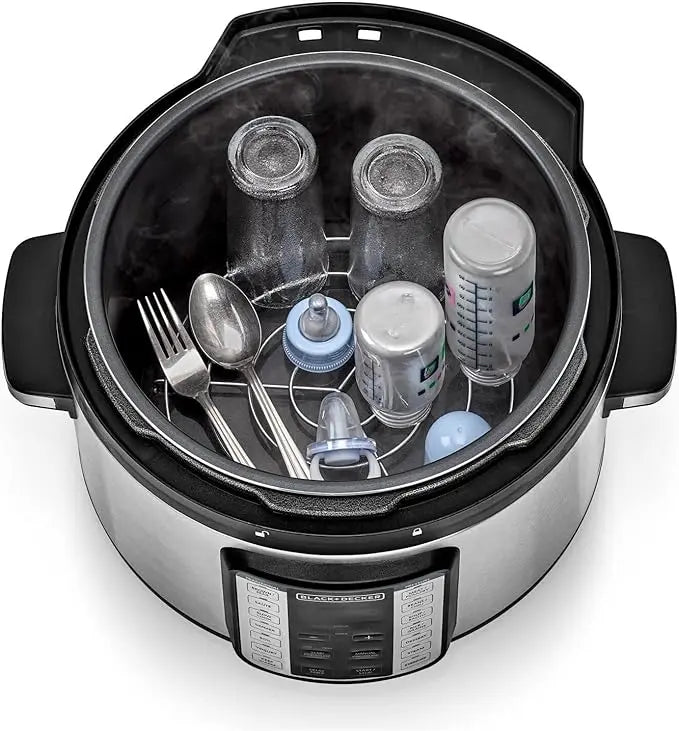BLACK+DECKER Electric Pressure Cooker , 10 Liter 1350 Watt , Black Silver - Pcp1010-B5