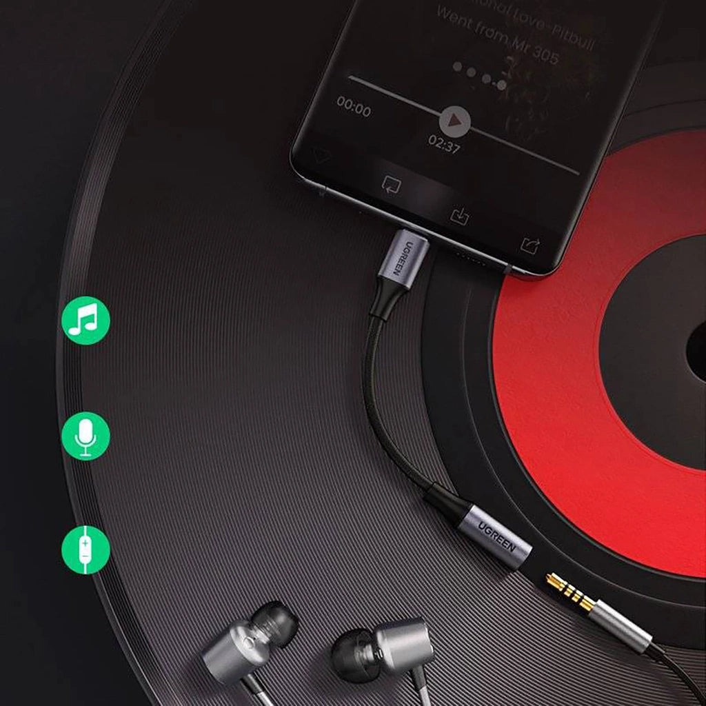 UGREENU محول صوت USB-C إلى 3.5 ملم رمادي