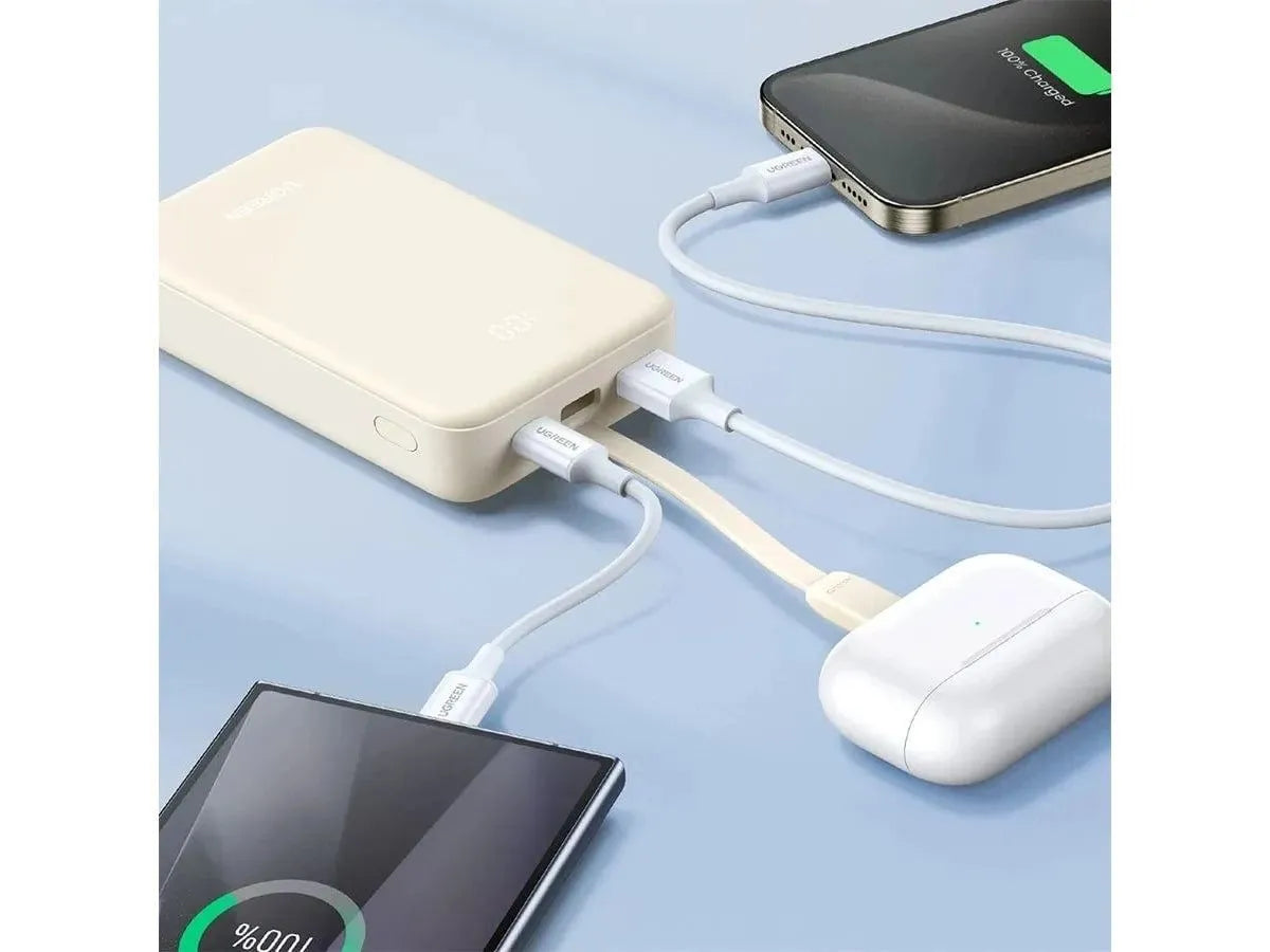 UGREEN PB521 Power Bank 20000mAh 30W with built-in cable C-C / Beige