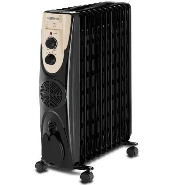 BLACK+DECKER Oil Heater , 11 Fins , 2500 Watt Black Gold - OR011