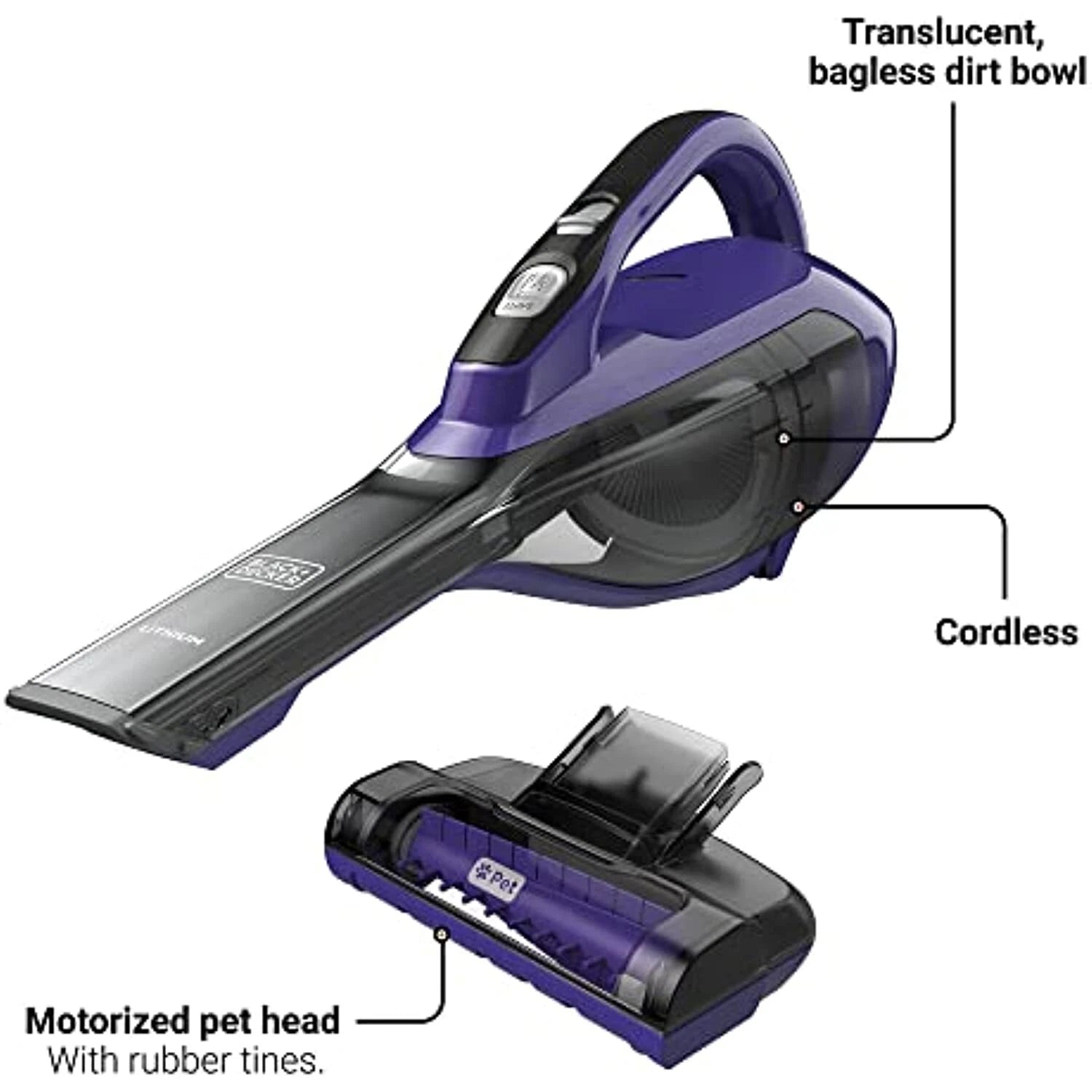 BLACK+DECKER Handheld Vacuum Cleaner , Purple - DVB315JP