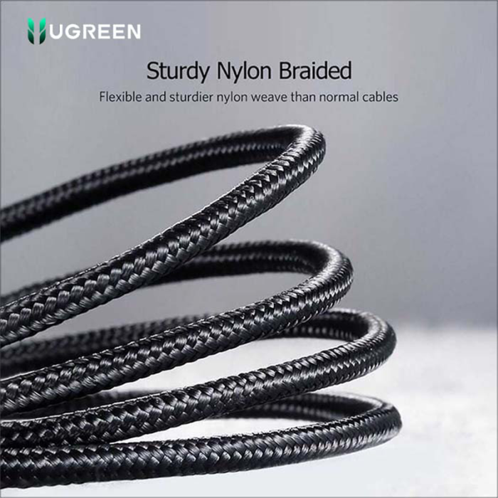 UGREENU USB-C to USB-C ROUND CABLE Fast 60W 1M BLACK